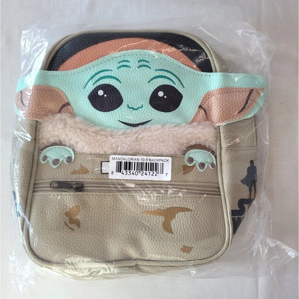 NWT Star Wars Mandalorian Grogu Mini Backpack Baby Yoda Faux Fur Cosplay Bag